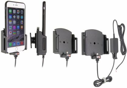 Uchwyt regulowany do Apple iPhone 6s Plus w futerale lub obudowie o wymiarach: 75-89 mm (szer.), 2-10 mm (grubość) z wbudowaną ładowarką samochodową do instalacji na stałe